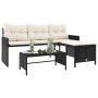 Sofá de jardín en forma de L con mesa y cojines ratán PE negro de , Sofás de exterior - Ref: Foro24-365571, Precio: 205,58 €,...