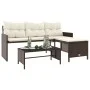 Sofá de jardín en forma de L con mesa y cojines ratán PE marrón by , Outdoor sofas - Ref: Foro24-365573, Price: 225,88 €, Dis...