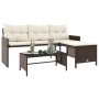 Sofá de jardín en forma de L con mesa y cojines ratán PE marrón de , Sofás de exterior - Ref: Foro24-365573, Precio: 212,79 €...