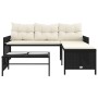 Sofá de jardín en forma de L con mesa y cojines ratán PE negro de , Sofás de exterior - Ref: Foro24-365571, Precio: 205,58 €,...
