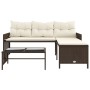 Sofá de jardín en forma de L con mesa y cojines ratán PE marrón de , Sofás de exterior - Ref: Foro24-365573, Precio: 212,79 €...