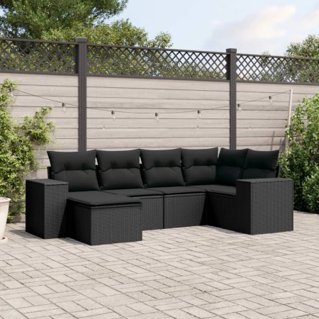 Set de sofás de jardín 6 piezas y cojines ratán sintético negro de , Conjuntos de jardín - Ref: Foro24-3222854, Precio: 416,7...