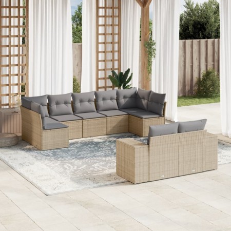 Set de sofás de jardín 9 pzas con cojines ratán sintético beige de , Conjuntos de jardín - Ref: Foro24-3255356, Precio: 627,3...