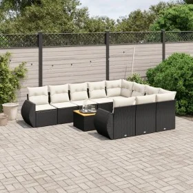 Set de sofás de jardín 11 pzas y cojines ratán sintético negro de , Conjuntos de jardín - Ref: Foro24-3257512, Precio: 696,05...