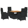 Set de muebles jardín 5 pzas con cojines ratán sintético negro de , Conjuntos de jardín - Ref: Foro24-3277330, Precio: 626,25...