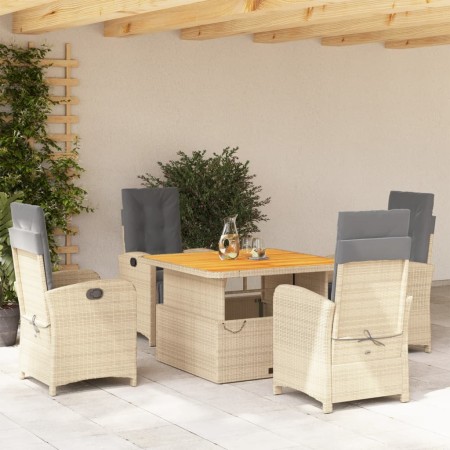 Set comedor de jardín 5 pzas con cojines ratán sintético beige de , Conjuntos de jardín - Ref: Foro24-3277366, Precio: 701,04...