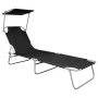 Folding sun lounger with black aluminum awning by vidaXL, Loungers - Ref: Foro24-47770, Price: 59,97 €, Discount: %