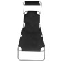 Tumbona plegable con toldo de aluminio negra de vidaXL, Tumbonas - Ref: Foro24-47770, Precio: 58,90 €, Descuento: %