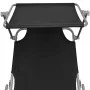 Folding sun lounger with black aluminum awning by vidaXL, Loungers - Ref: Foro24-47770, Price: 59,97 €, Discount: %