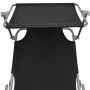 Tumbona plegable con toldo de aluminio negra de vidaXL, Tumbonas - Ref: Foro24-47770, Precio: 58,90 €, Descuento: %