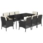 Set de comedor de jardín 9 pzas y cojines ratán sintético negro de , Conjuntos de jardín - Ref: Foro24-3211912, Precio: 1,00 ...