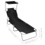 Klappbare Sonnenliege mit schwarzer Aluminium-Markise von vidaXL, Liegen - Ref: Foro24-47770, Preis: 59,97 €, Rabatt: %