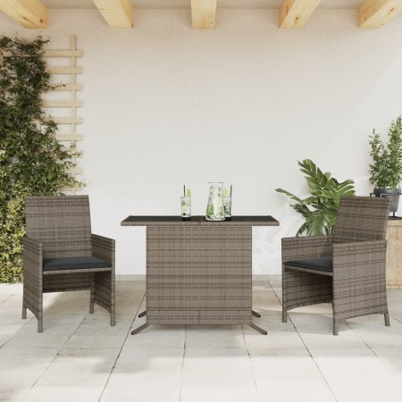 Sillas y mesita de jardín con cojines 3 piezas ratán PE gris de , Conjuntos de jardín - Ref: Foro24-365119, Precio: 200,65 €,...