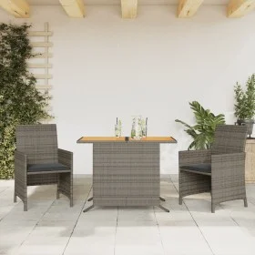 Sillas y mesita de jardín con cojines 3 piezas ratán PE gris de , Conjuntos de jardín - Ref: Foro24-365125, Precio: 199,30 €,...