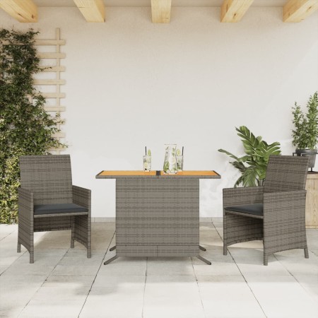 Sillas y mesita de jardín con cojines 3 piezas ratán PE gris de , Conjuntos de jardín - Ref: Foro24-365125, Precio: 196,61 €,...