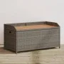 Banco con almacenaje madera acacia ratán PE gris 100x50x52 cm de , Bancos de jardín - Ref: Foro24-365950, Precio: 140,80 €, D...