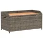 Banco con almacenaje madera acacia ratán PE gris 100x50x52 cm de , Bancos de jardín - Ref: Foro24-365950, Precio: 140,80 €, D...