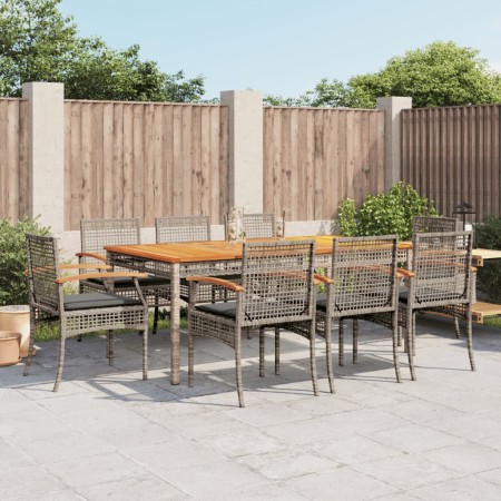 Set comedor jardín 9 pzas y cojines ratán sintético gris de , Conjuntos de jardín - Ref: Foro24-3213574, Precio: 569,99 €, De...