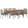 Set comedor jardín 9 pzas y cojines ratán sintético gris de , Conjuntos de jardín - Ref: Foro24-3213574, Precio: 569,99 €, De...