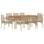 Set comedor de jardín 9 pzas con cojines ratán sintético beige de , Conjuntos de jardín - Ref: Foro24-3213583, Precio: 598,65...
