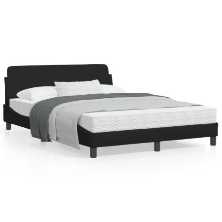 Estructura de cama con cabecero de tela negro 140x190 cm de , Camas y somieres - Ref: Foro24-373167, Precio: 144,16 €, Descue...