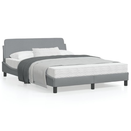 Estructura de cama con cabecero de tela gris claro 140x190 cm de , Camas y somieres - Ref: Foro24-373165, Precio: 143,58 €, D...