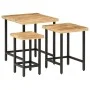 Mesas apilables 3 piezas madera de mango rugosa maciza y hierro by , Side tables - Ref: Foro24-372736, Price: 51,67 €, Discou...