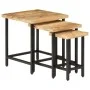 Mesas apilables 3 piezas madera de mango rugosa maciza y hierro by , Side tables - Ref: Foro24-372736, Price: 51,67 €, Discou...