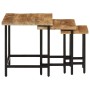Mesas apilables 3 piezas madera de mango rugosa maciza y hierro de , Mesas auxiliares - Ref: Foro24-372736, Precio: 74,63 €, ...