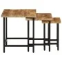 Mesas apilables 3 piezas madera de mango rugosa maciza y hierro by , Side tables - Ref: Foro24-372736, Price: 51,67 €, Discou...