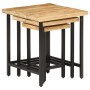 Mesas apilables 3 piezas madera de mango rugosa maciza y hierro de , Mesas auxiliares - Ref: Foro24-372736, Precio: 74,63 €, ...