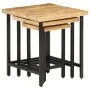 Mesas apilables 3 piezas madera de mango rugosa maciza y hierro by , Side tables - Ref: Foro24-372736, Price: 51,67 €, Discou...