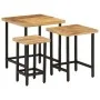 Mesas apilables 3 piezas madera de mango rugosa maciza y hierro by , Side tables - Ref: Foro24-372736, Price: 51,67 €, Discou...