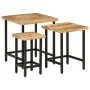 Mesas apilables 3 piezas madera de mango rugosa maciza y hierro by , Side tables - Ref: Foro24-372736, Price: 51,67 €, Discou...