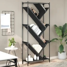 Estantería de madera de ingeniería y metal negro 79x30x180 cm by , Bookcases and shelves - Ref: Foro24-845431, Price: 96,59 €...
