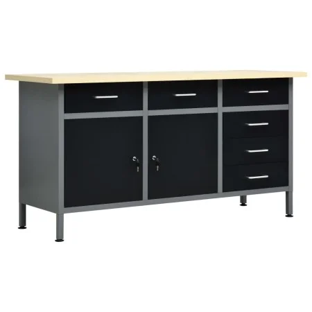 Banco de trabajo de acero negro 160x60x85 cm de vidaXL, Mesas de trabajo - Ref: Foro24-145348, Precio: 557,87 €, Descuento: %