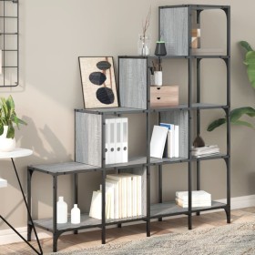 Estantería madera ingeniería y metal gris Sonoma 122x30x132 cm de , Librerías y estanterías - Ref: Foro24-845444, Precio: 91,...