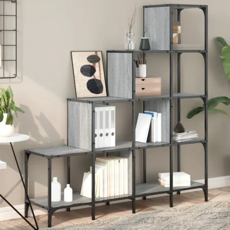 Estantería madera ingeniería y metal gris Sonoma 122x30x132 cm de , Librerías y estanterías - Ref: Foro24-845444, Precio: 90,...