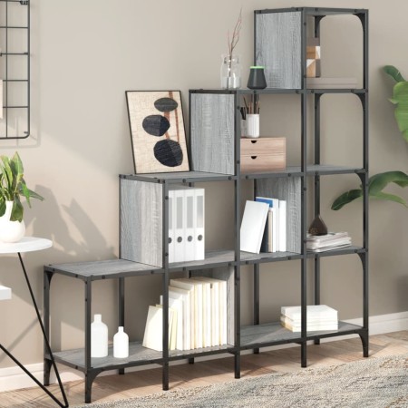 Estantería madera ingeniería y metal gris Sonoma 122x30x132 cm de , Librerías y estanterías - Ref: Foro24-845444, Precio: 91,...