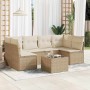Set sofás de jardín 7 piezas y cojines ratán sintético beige en Conjuntos de jardín | Comprar online en Foru.es
