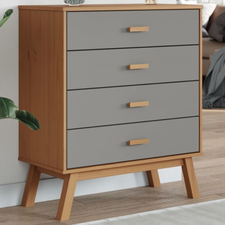 Cómoda de cajones OLDEN madera maciza de pino gris y marrón de , Cajoneras - Ref: Foro24-358589, Precio: 128,93 €, Descuento: %