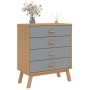 Cómoda de cajones OLDEN madera maciza de pino gris y marrón de , Cajoneras - Ref: Foro24-358589, Precio: 128,93 €, Descuento: %