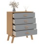 Cómoda de cajones OLDEN madera maciza de pino gris y marrón de , Cajoneras - Ref: Foro24-358589, Precio: 128,93 €, Descuento: %