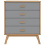 Cómoda de cajones OLDEN madera maciza de pino gris y marrón de , Cajoneras - Ref: Foro24-358589, Precio: 128,93 €, Descuento: %