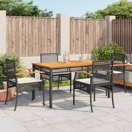 Set de muebles jardín 5 pzas con cojines ratán sintético negro de , Conjuntos de jardín - Ref: Foro24-3213562, Precio: 337,35...