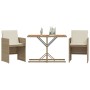Sillas y mesita de jardín 3 piezas ratán sintético cojín beige de , Conjuntos de jardín - Ref: Foro24-365069, Precio: 181,83 ...