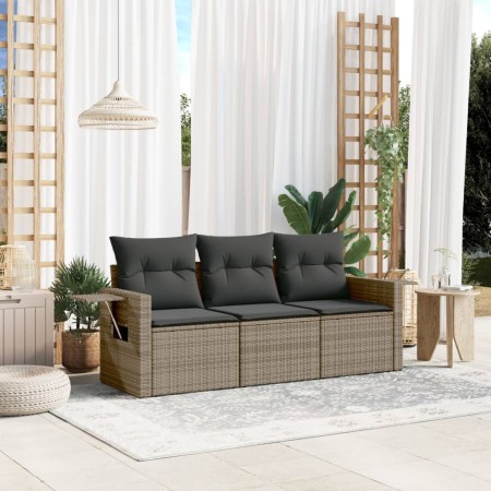 Set de sofá de jardín 3 pzas y cojines ratán sintético gris de , Conjuntos de jardín - Ref: Foro24-3219859, Precio: 203,47 €,...