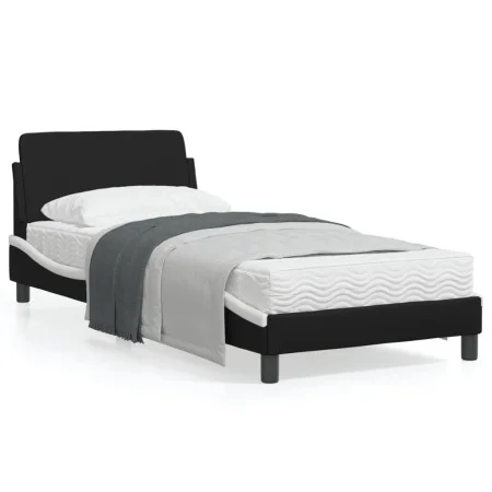 Cama con cabecero cuero sintético negro y blanco 80x200 cm de , Camas y somieres - Ref: Foro24-373083, Precio: 93,36 €, Descu...