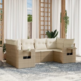 Juego de sofás jardín con cojines 6 pzas ratán sintético beige de , Conjuntos de jardín - Ref: Foro24-3220577, Precio: 430,60...