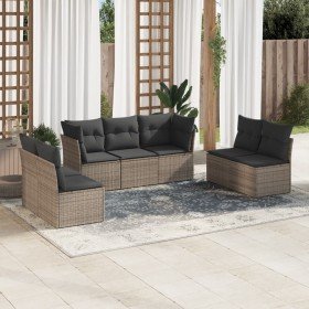 Set de sofás de jardín 7 piezas con cojines ratán PE gris en Conjuntos de jardín | Comprar online en Foru.es